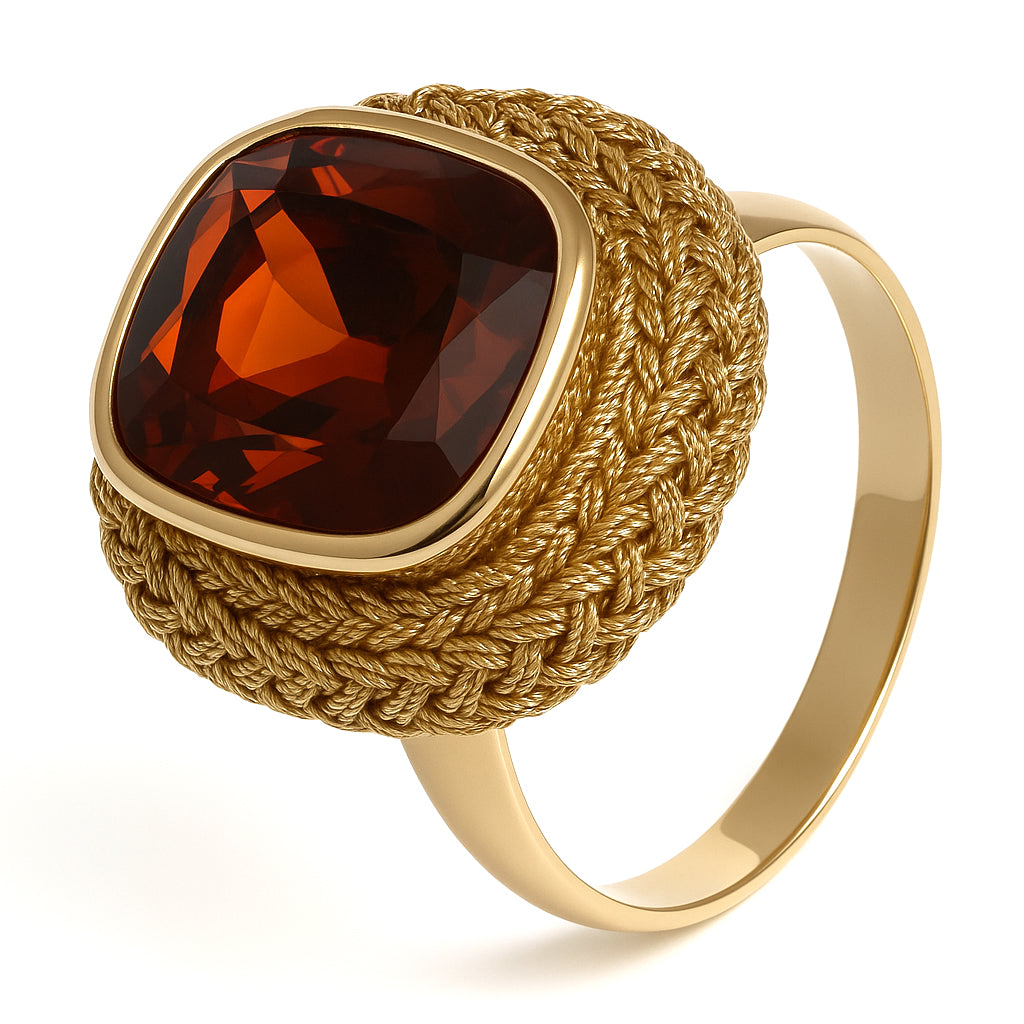 Anello - 18 carati Oro giallo - 4.00ct. tw. Quarzo