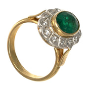 Anello in Oro giallo 14 carati e Argento 800 - Smeraldo  Diamanti