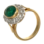 Anello in Oro giallo 14 carati e Argento 800 - Smeraldo  Diamanti