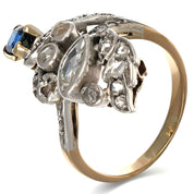 Anello - 18 carati Argento, Oro giallo - 1.95ct. tw. Zaffiro - Diamante