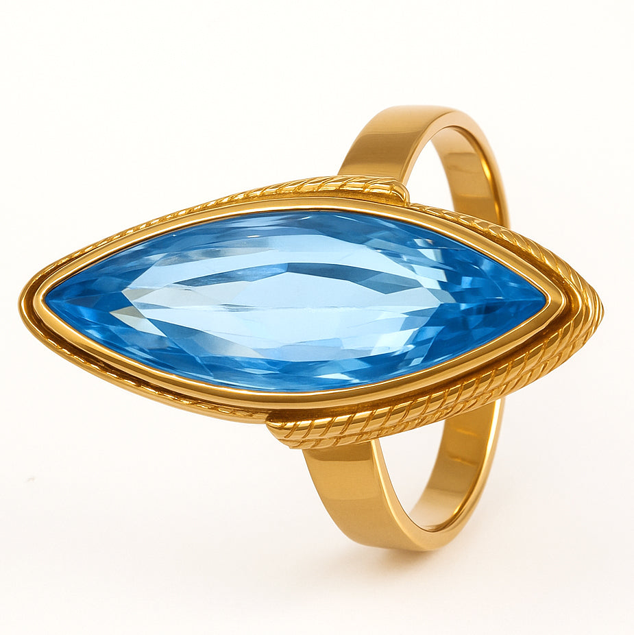 Anello - 18 carati Oro giallo - 5.90ct. tw. Topazio