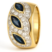 Anello - 18 carati Oro giallo, Oro bianco - 1.95ct. tw. Zaffiro - Diamante