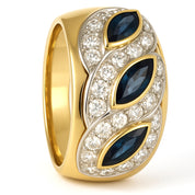 Anello - 18 carati Oro giallo, Oro bianco - 1.95ct. tw. Zaffiro - Diamante