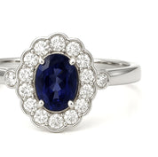 Anello - 18 carati Oro bianco - 0.72ct. tw. Iolite - Diamante