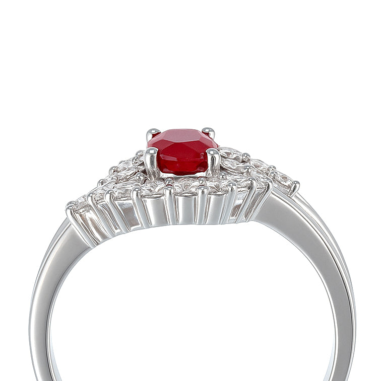 Anello - 18 carati Oro bianco - 0.88ct. tw. Rubino - Diamante