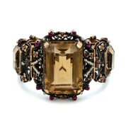 Bracciale - 18 carati Oro giallo, Argento, Quarzo fumè - microperle-rubini - 240.00ct. tw.