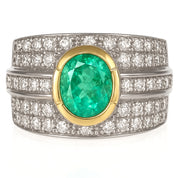 Anello - 18 carati Oro bianco, Oro giallo - 2.11ct. tw. Smeraldo - Diamante