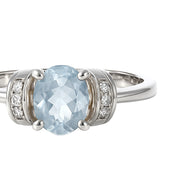 Anello - 18 carati Oro bianco - 1.39ct. tw. Acquamarina - Diamante