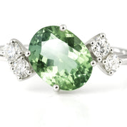 Anello - 18 carati Oro bianco - 1.26ct. tw. Tormalina - Diamante