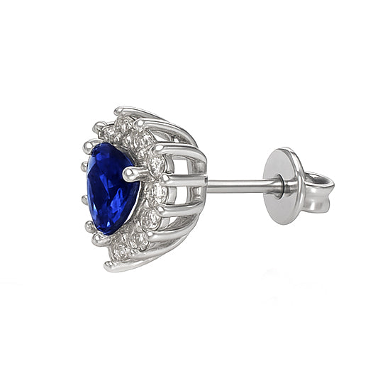 Orecchini - 18 carati Oro bianco - 1.86ct. tw. Zaffiro - Diamante