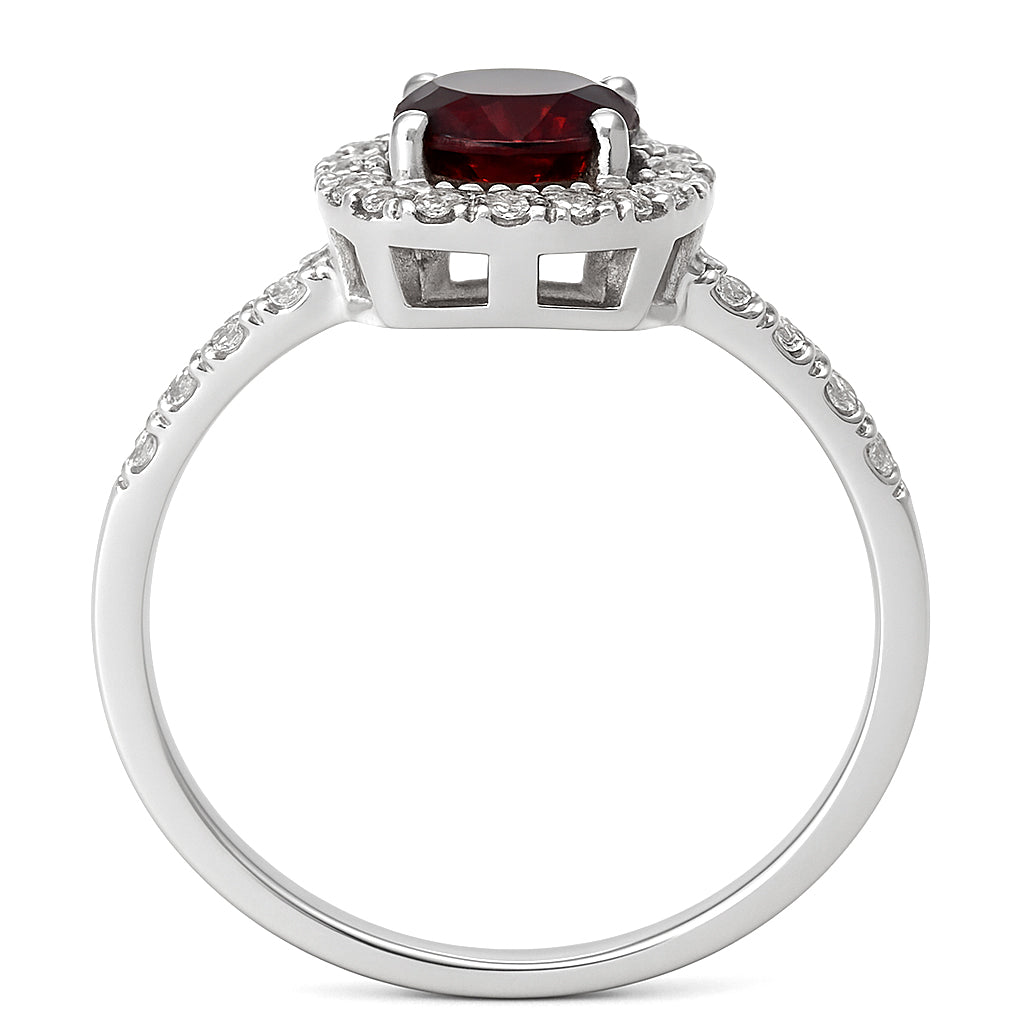 Anello - 18 carati Oro bianco - 0.96ct. tw. Granato - Diamante