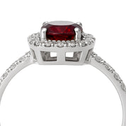 Anello - 18 carati Oro bianco - 0.96ct. tw. Granato - Diamante