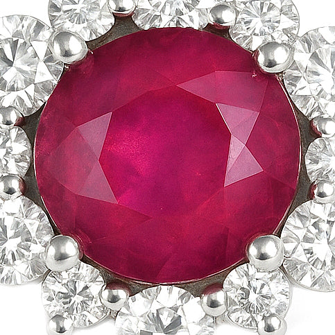 Ciondolo - 18 carati Oro bianco - 0.74ct. tw. Rubino - Diamante