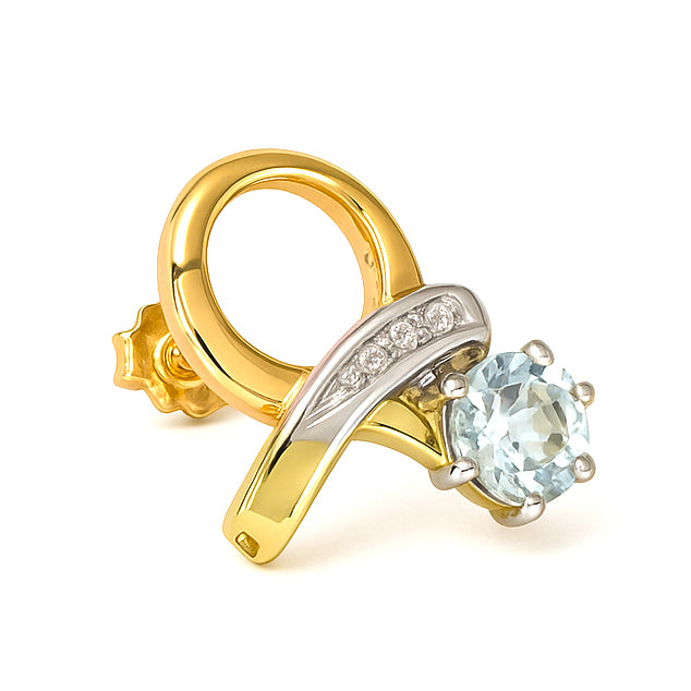 Orecchini - 18 carati Oro bianco, Oro giallo - 4.10ct. tw. Acquamarina - Diamante