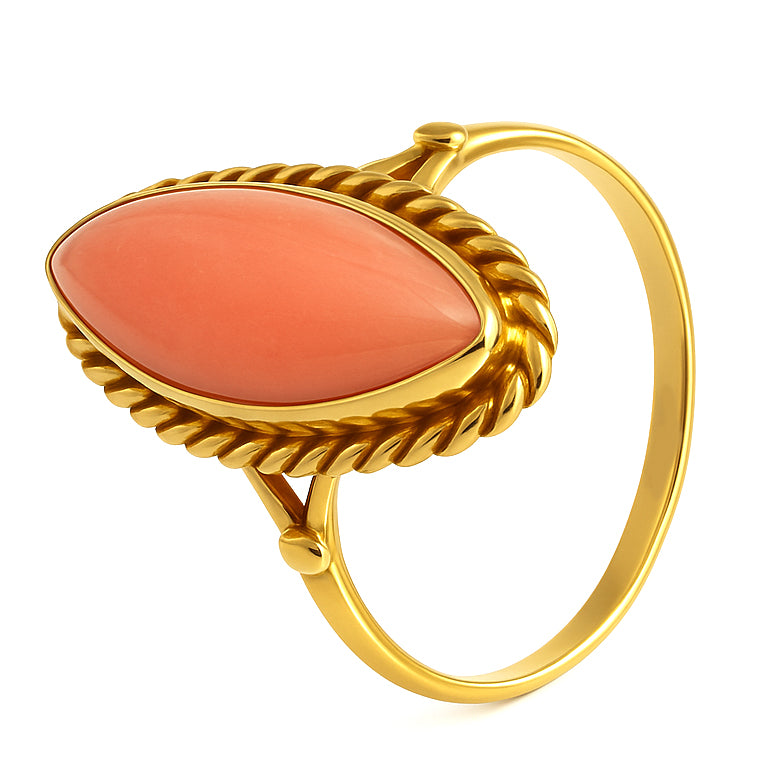 Anello - 18 carati Oro giallo Corallo
