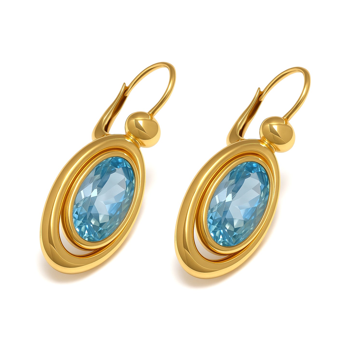 Orecchini - 18 carati Oro giallo - 5.70ct. tw. Acquamarina