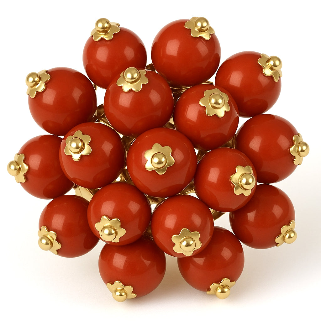 Orecchini - 18 carati Oro giallo - Corallo