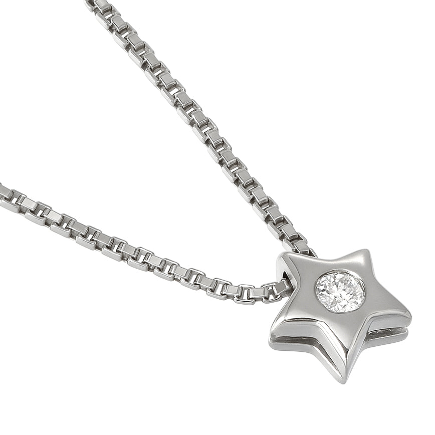 Collana con ciondolo - 18 carati Oro bianco - 0.02ct. tw. Diamante (Naturale)