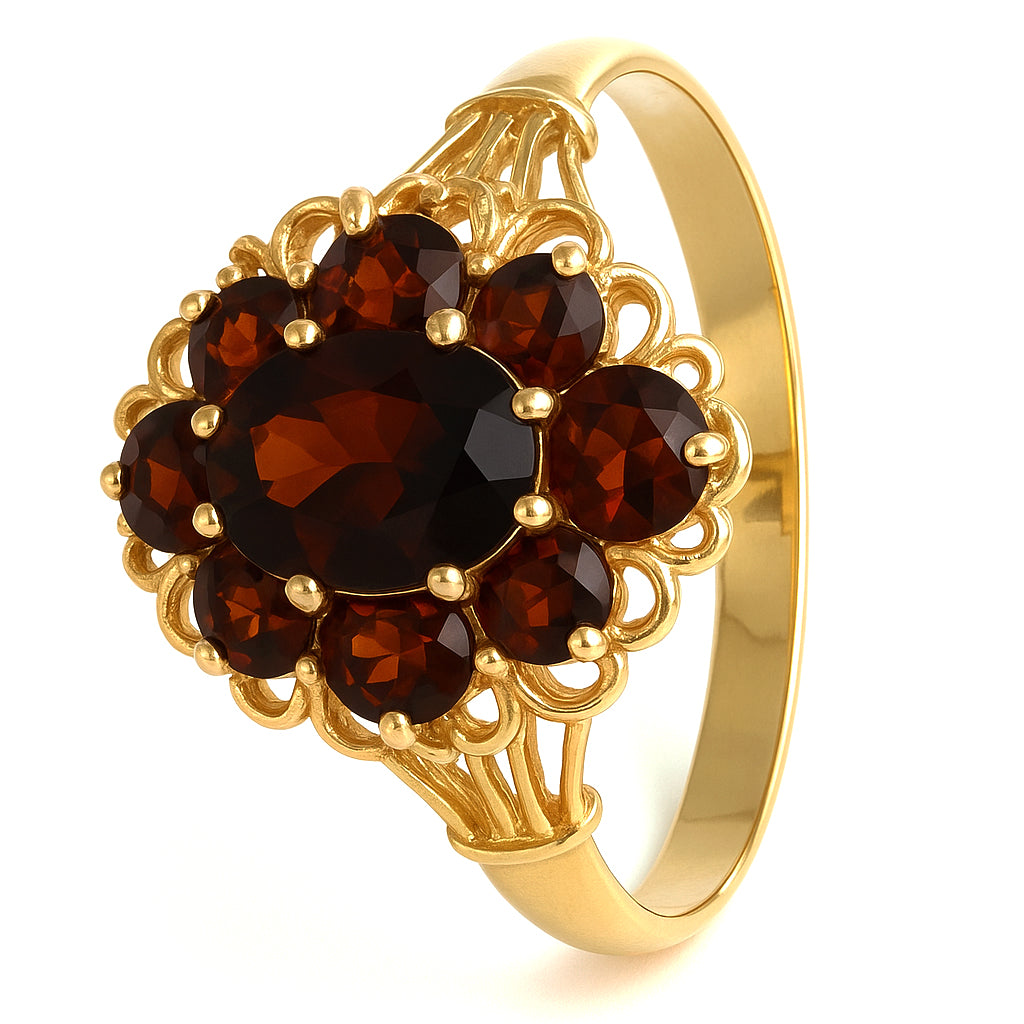 Anello - 18 carati Oro giallo - 1.15ct. tw. Granato