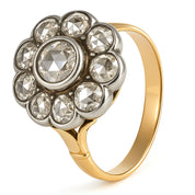 Anello in Oro giallo 18 carati e Argento 800 - Diamanti