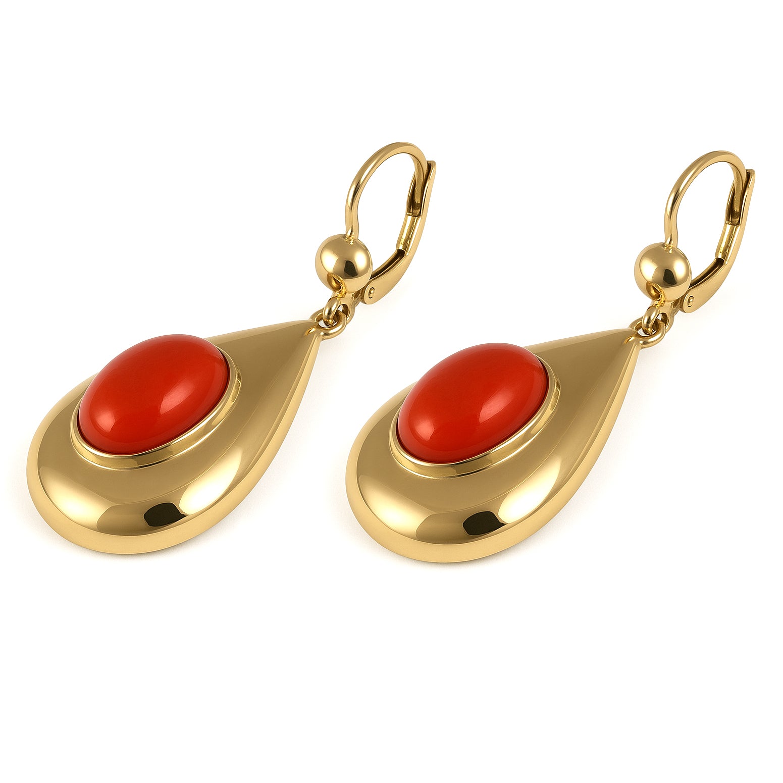 Orecchini - 18 carati Oro giallo - Corallo