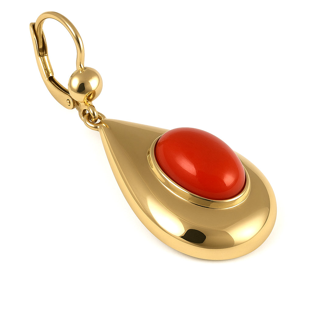 Orecchini - 18 carati Oro giallo - Corallo