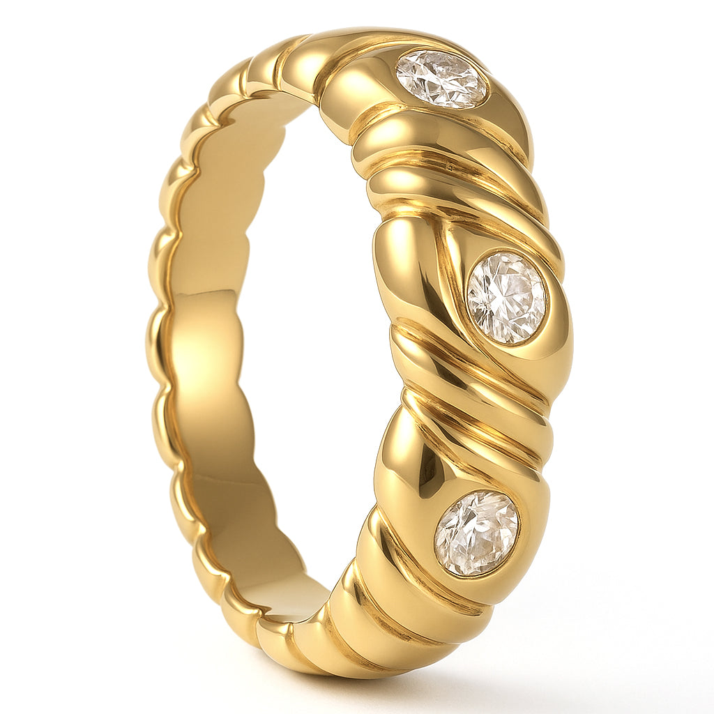 Anello - 18 carati Oro giallo - 0.15ct. tw. Diamante (Naturale)