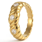 Anello - 18 carati Oro giallo - 0.15ct. tw. Diamante (Naturale)