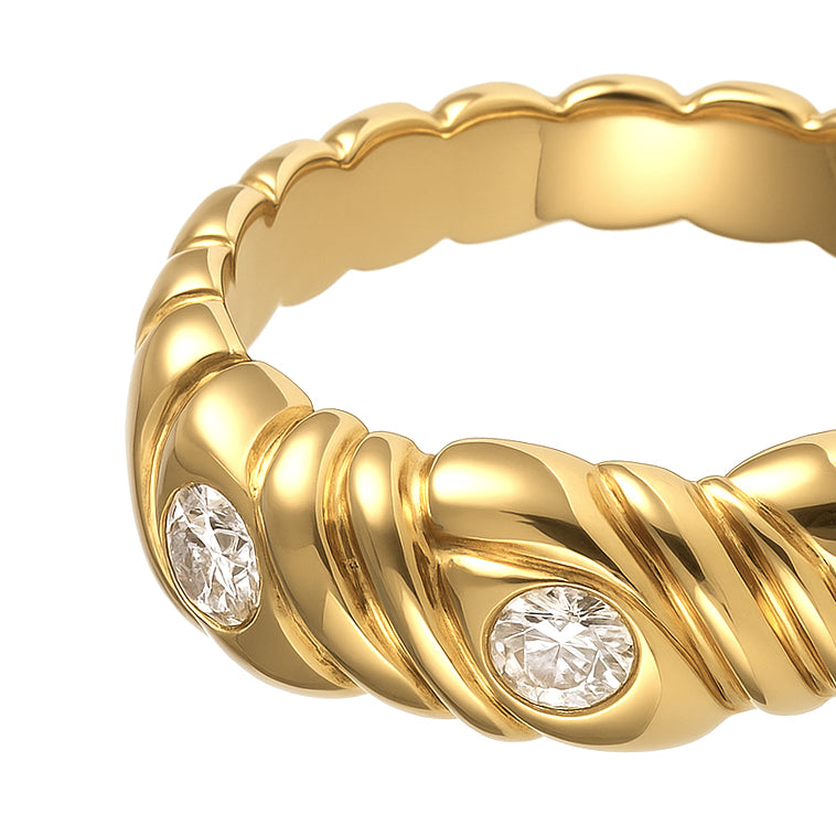 Anello - 18 carati Oro giallo - 0.15ct. tw. Diamante (Naturale)