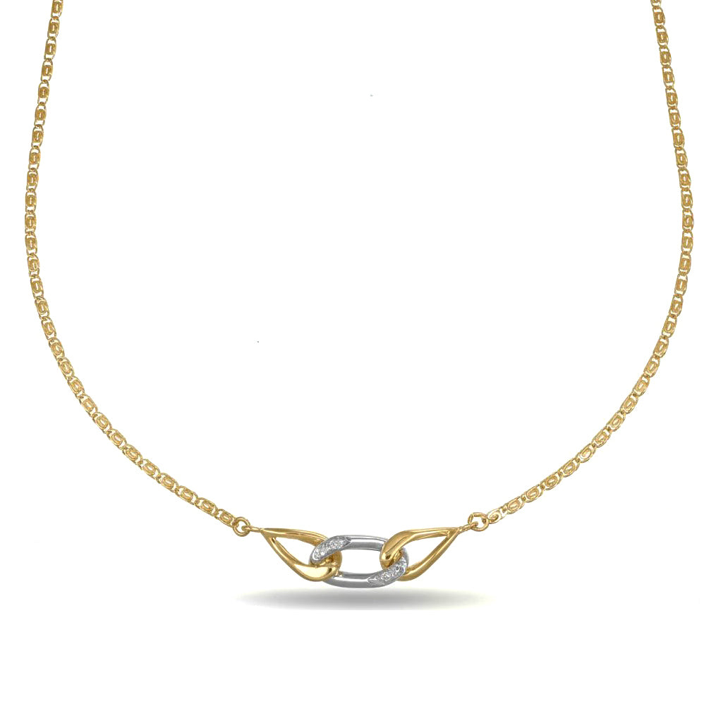 Collana con ciondolo - 18 carati Oro giallo, Oro bianco - 0.04ct. tw. Diamante (Naturale)