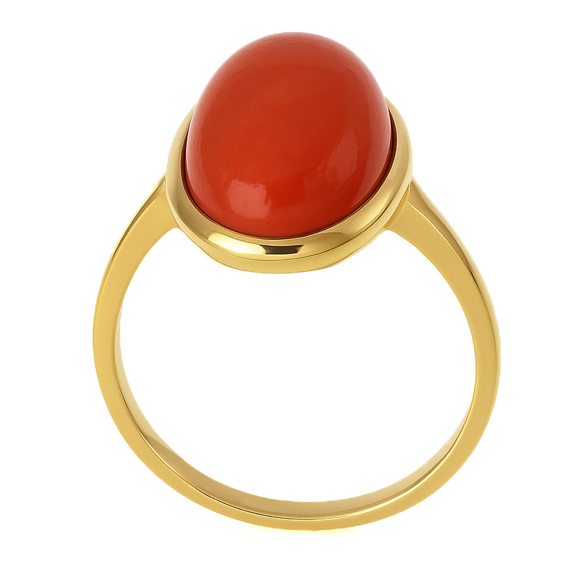 Anello - 18 carati Oro giallo Corallo
