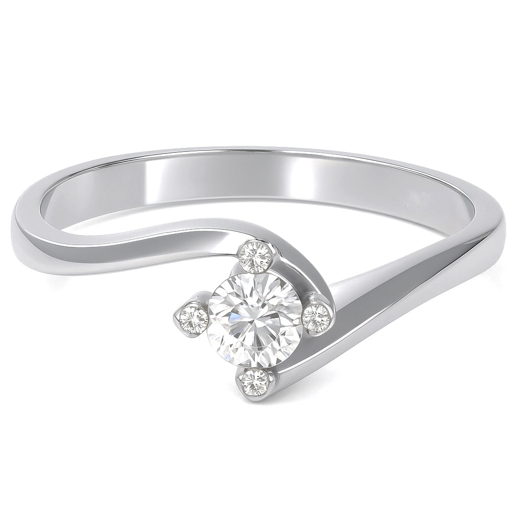 Anello - 18 carati Oro bianco - 0.31ct. tw. Diamante (Naturale)