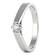 Anello - 18 carati Oro bianco - 0.11ct. tw. Diamante (Naturale)