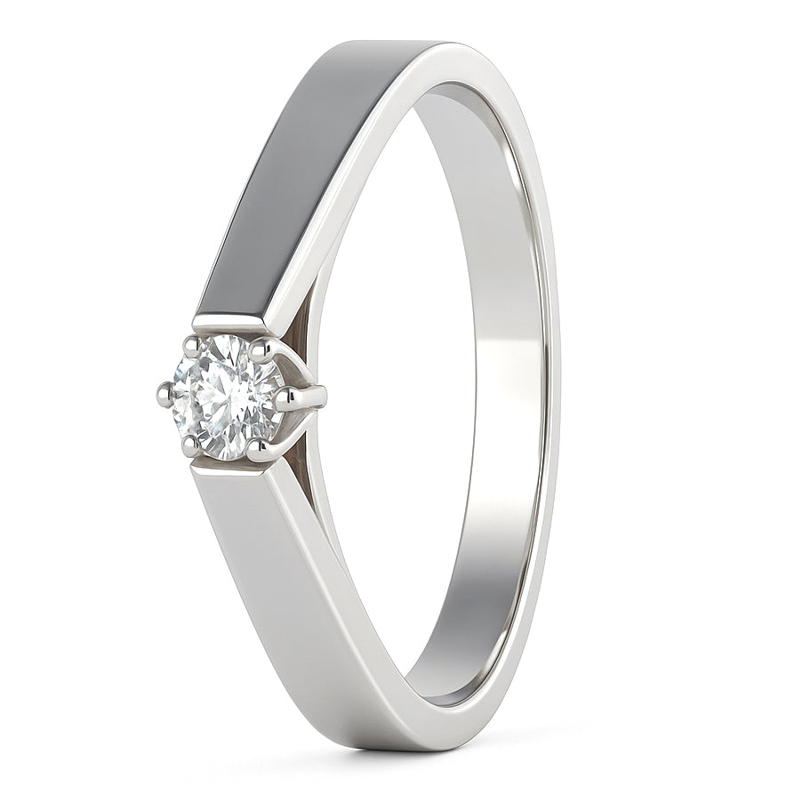 Anello - 18 carati Oro bianco - 0.11ct. tw. Diamante (Naturale)