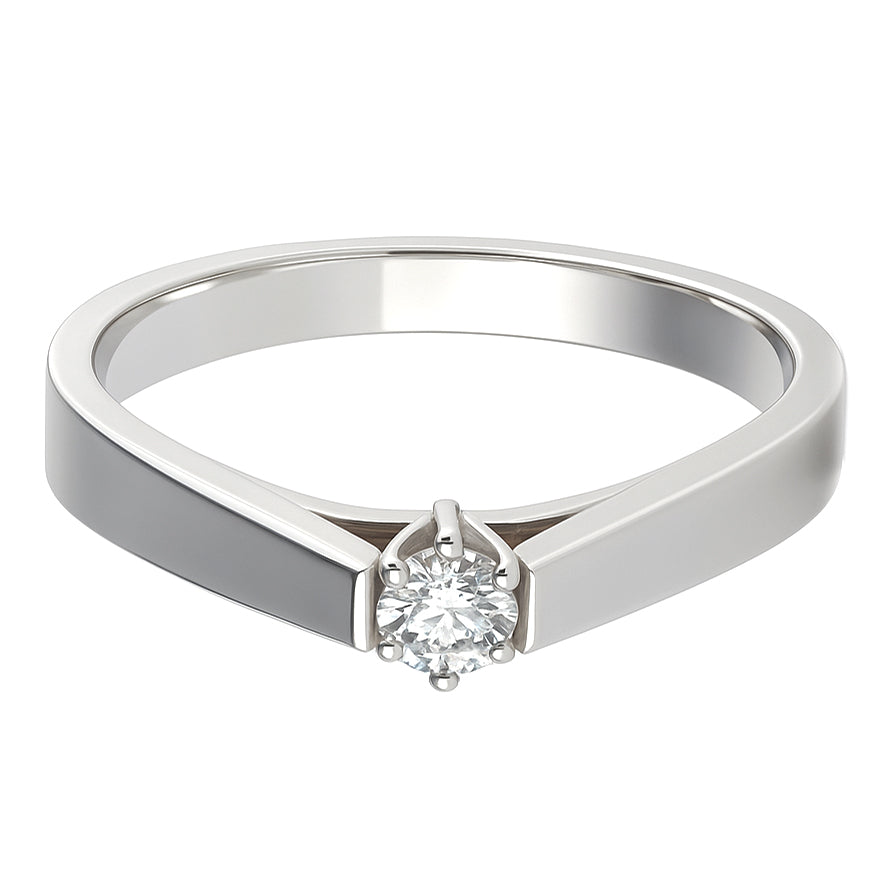 Anello - 18 carati Oro bianco - 0.11ct. tw. Diamante (Naturale)