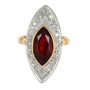 14 carati Oro giallo, Argento 925 - Anello - Rubino- Diamanti