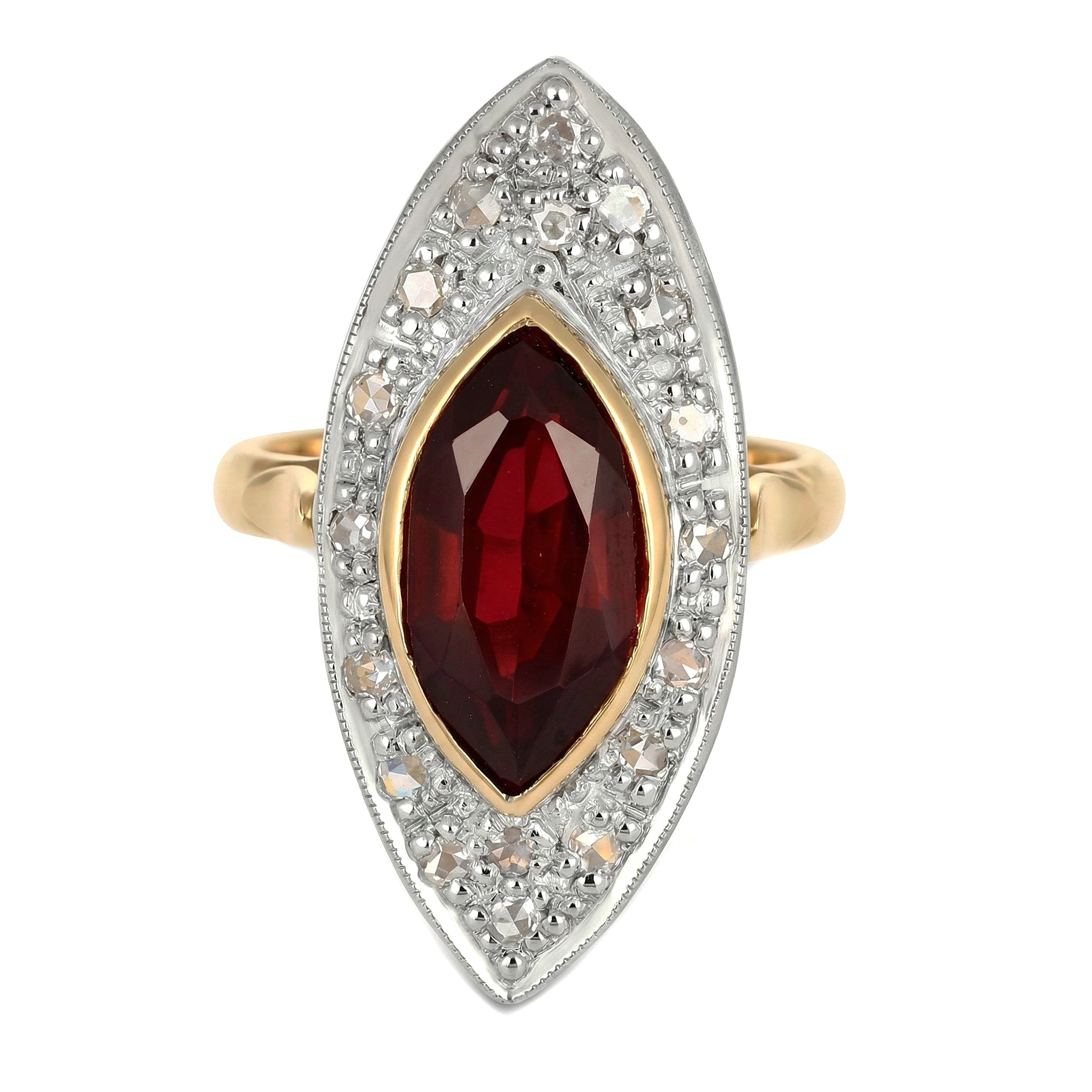 14 carati Oro giallo, Argento 925 - Anello - Rubino- Diamanti