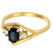 Anello - 18 carati Oro giallo - 0.67ct. tw. Zaffiro - Diamante