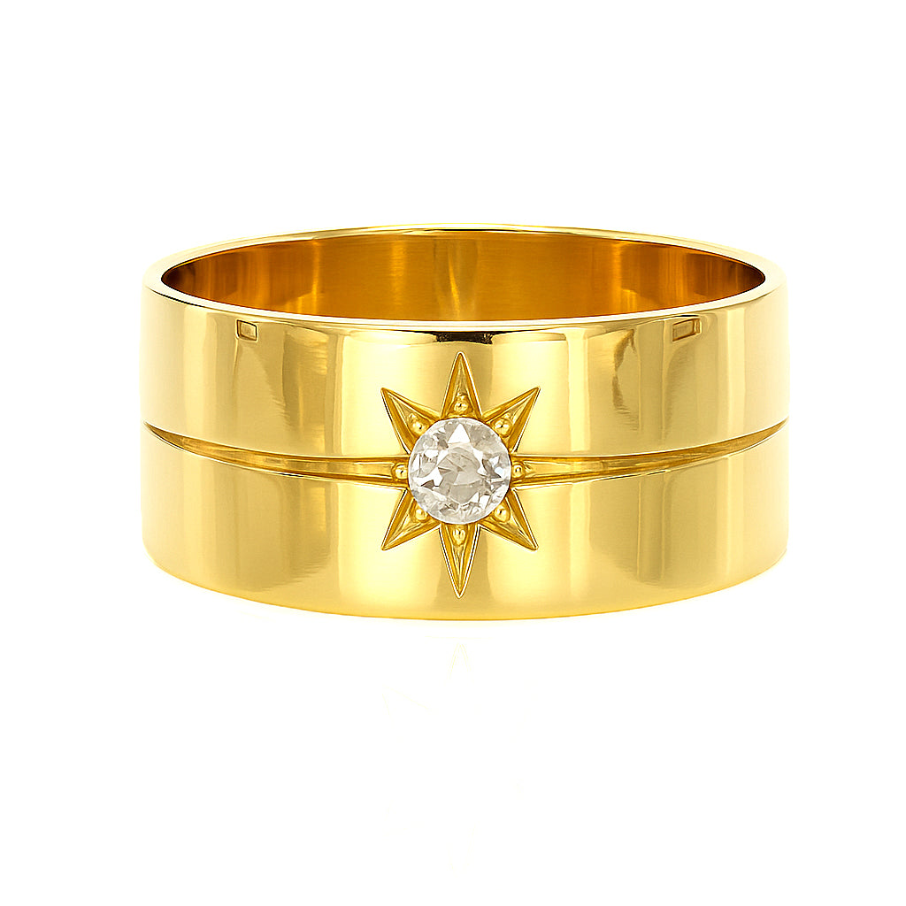 Anello - 18 carati Oro giallo - 0.12ct. tw. Diamante (Naturale)