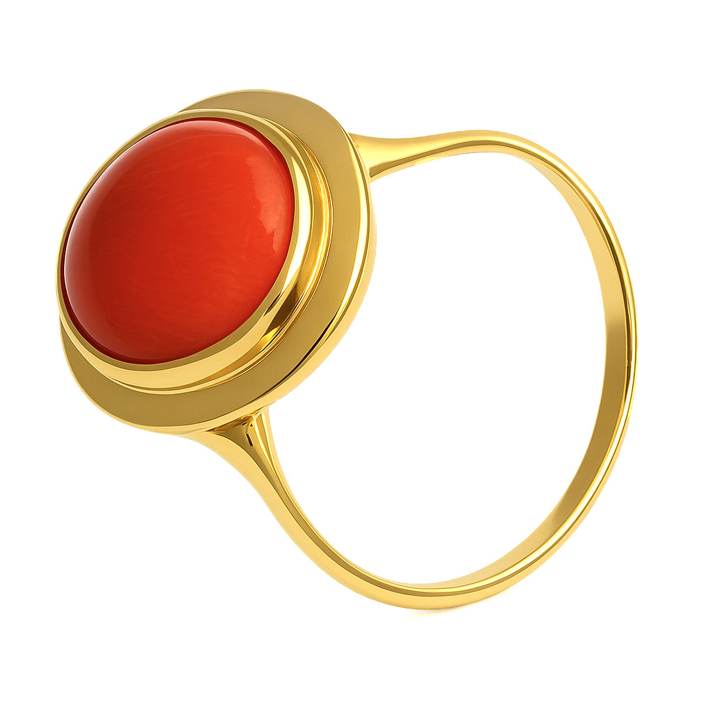 Anello - 18 carati Oro giallo Corallo