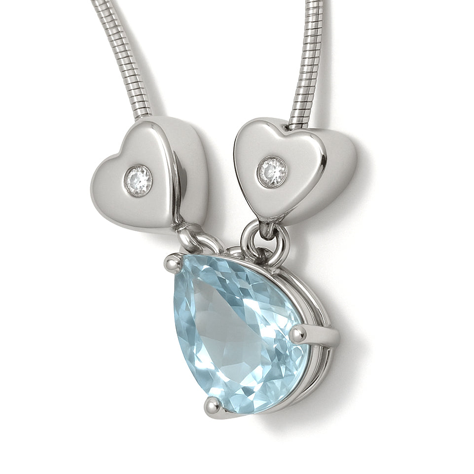 Collana con ciondolo - 18 carati Oro bianco - 0.78ct. tw. Acquamarina - Diamante