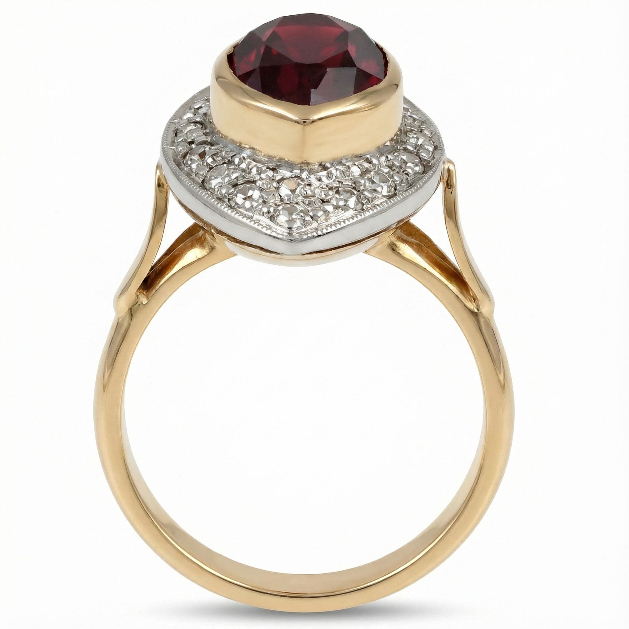 14 carati Oro giallo, Argento 925 - Anello - Rubino- Diamanti