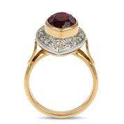 14 carati Oro giallo, Argento 925 - Anello - Rubino- Diamanti