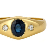 Anello - 18 carati Oro giallo - 0.73ct. tw. Zaffiro - Diamante