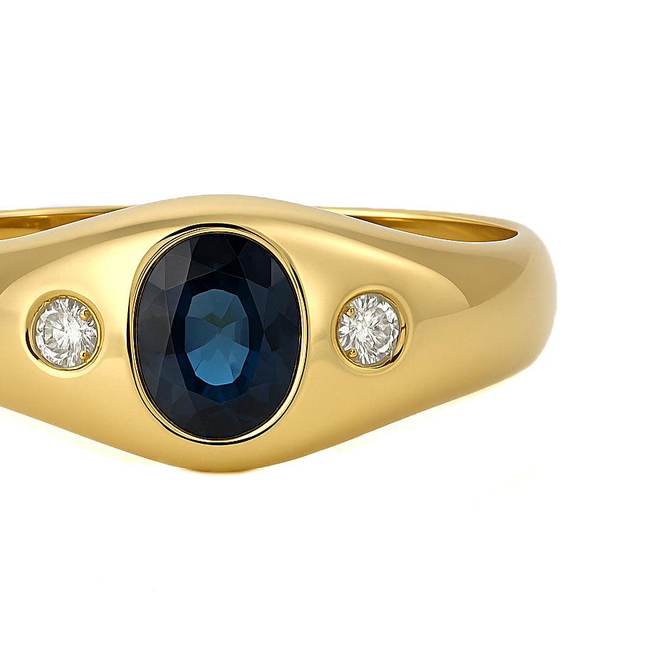 Anello - 18 carati Oro giallo - 0.73ct. tw. Zaffiro - Diamante