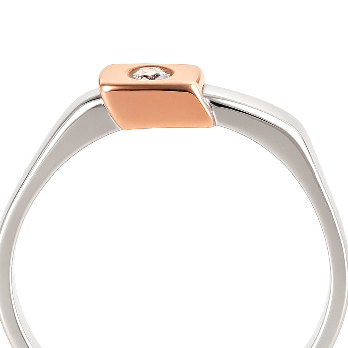 Anello in Oro Bianco ,Oro Rosa 18 carati - zircone