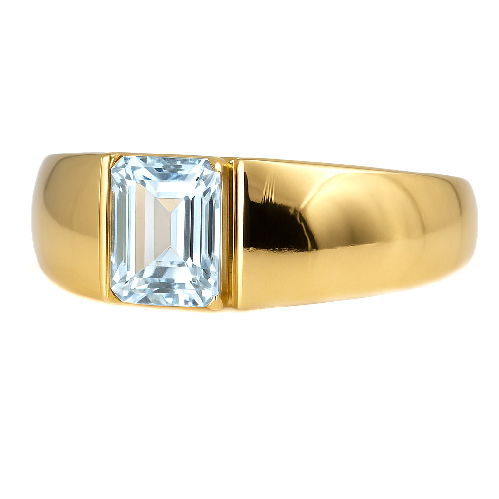 Anello - 18 carati Oro giallo - 1.33ct. tw. Acquamarina