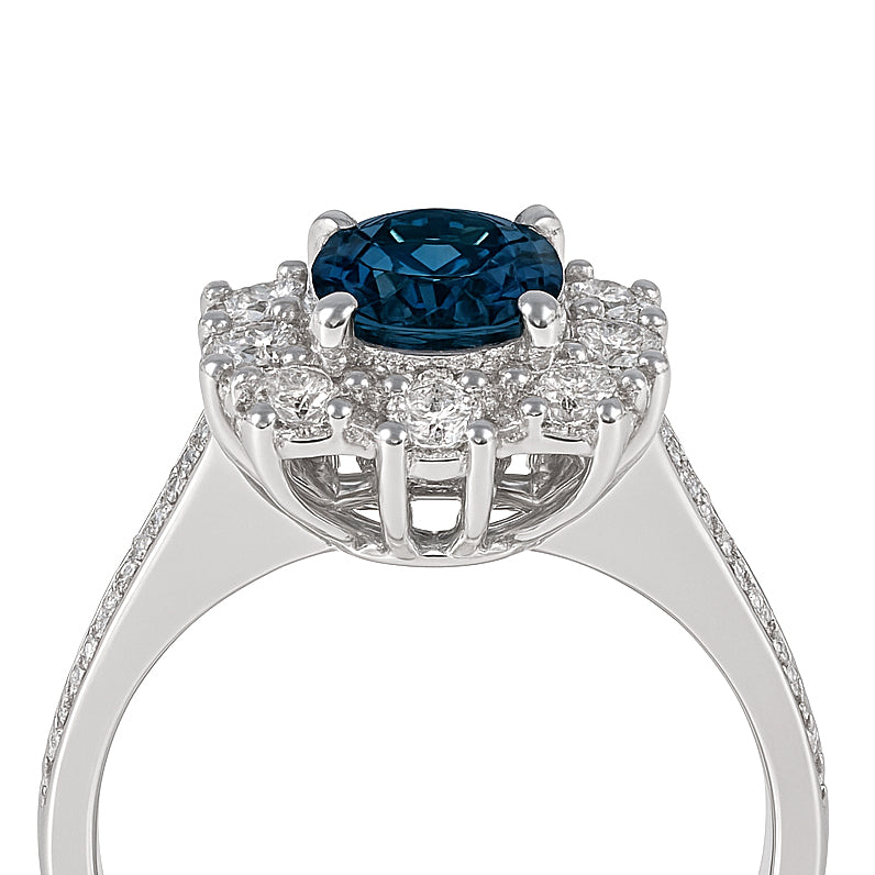 Anello - 18 carati Oro bianco - 0.80ct. tw. Zaffiro - Diamante