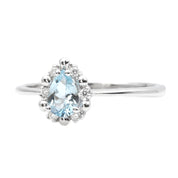 Anello - 18 carati Oro bianco - 0.41ct. tw. Acquamarina - Diamante