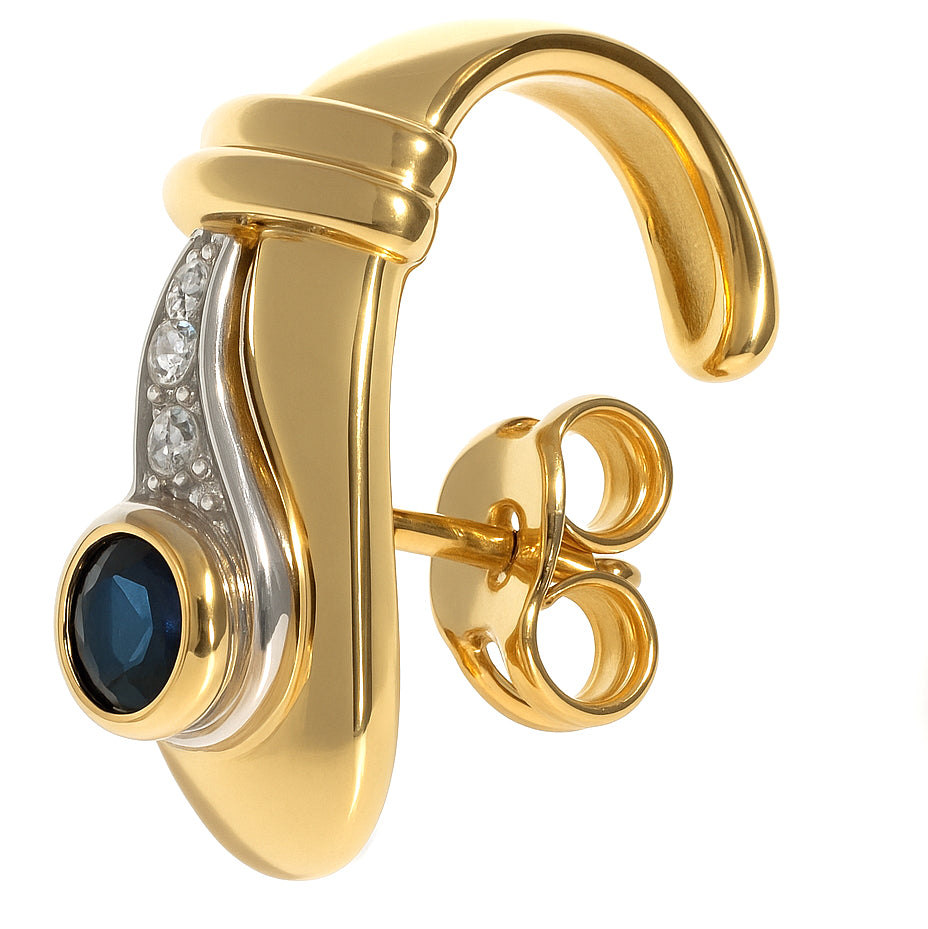 Orecchini - 18 carati Oro bianco, Oro giallo - 0.33ct. tw. Zaffiro - Diamante